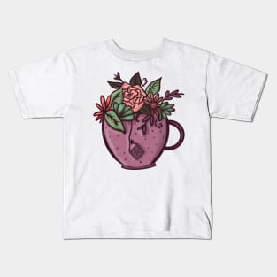 Floral Tea Cup Kids T-Shirt